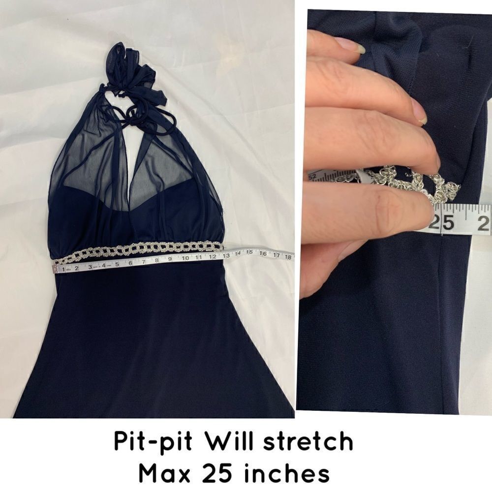 Teeze Me Navy halter dress w/silver sparkl… - Picture 5 of 11